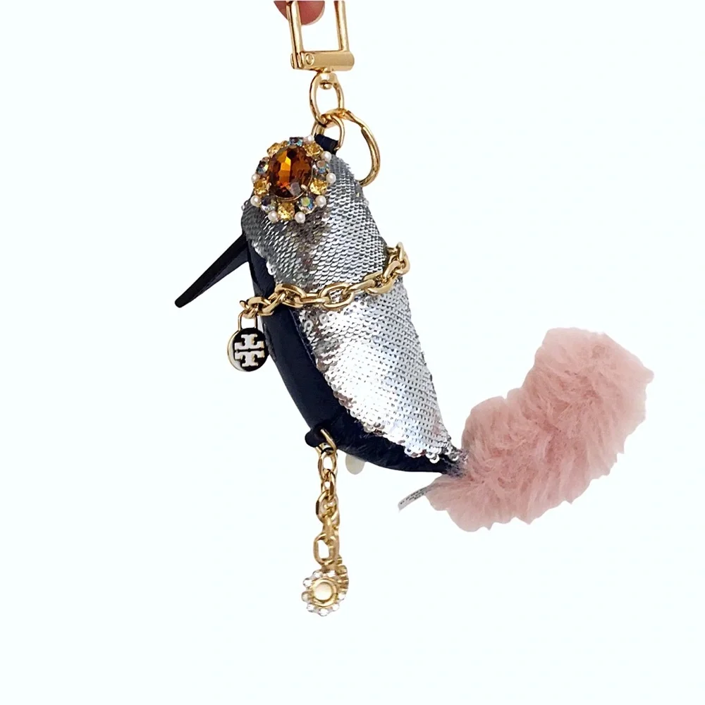 TORY BURCH Sequin Bird Key Ring Bag Fob